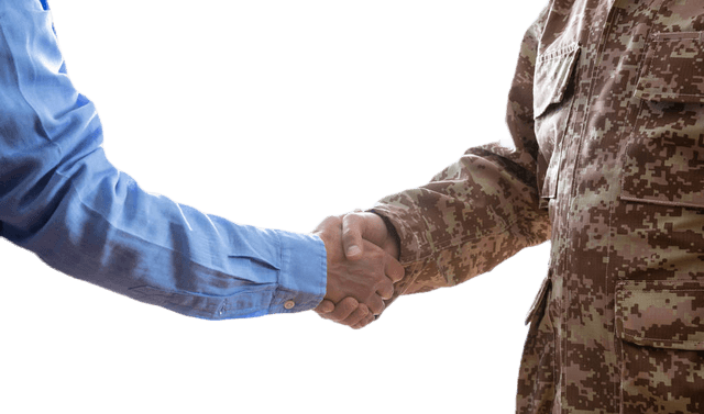 Picture of Veteran and civilian shaking hands.